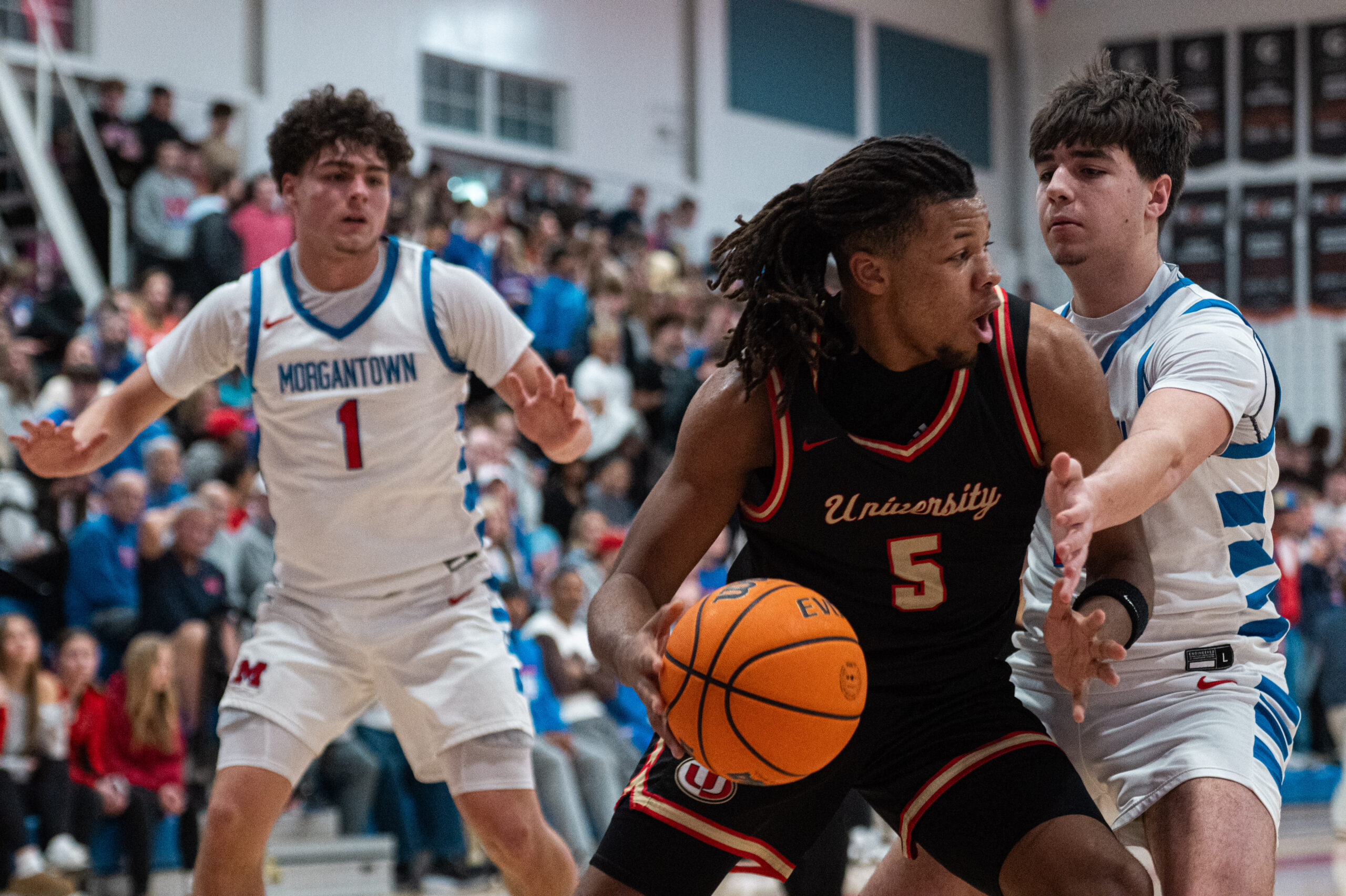 Morgantown sweeps season series over University with 86-58 victory, remains lone unbeaten team in Class 4A